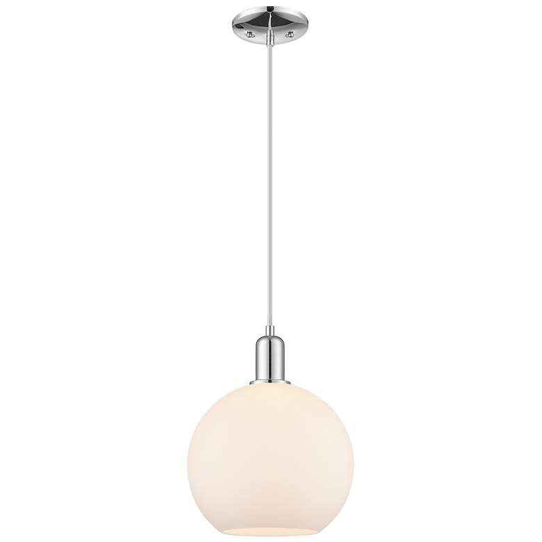 Image 1 Arcadia Athens 10"W Chrome Cord Hung Mini Pendant w/ Matte White Shade