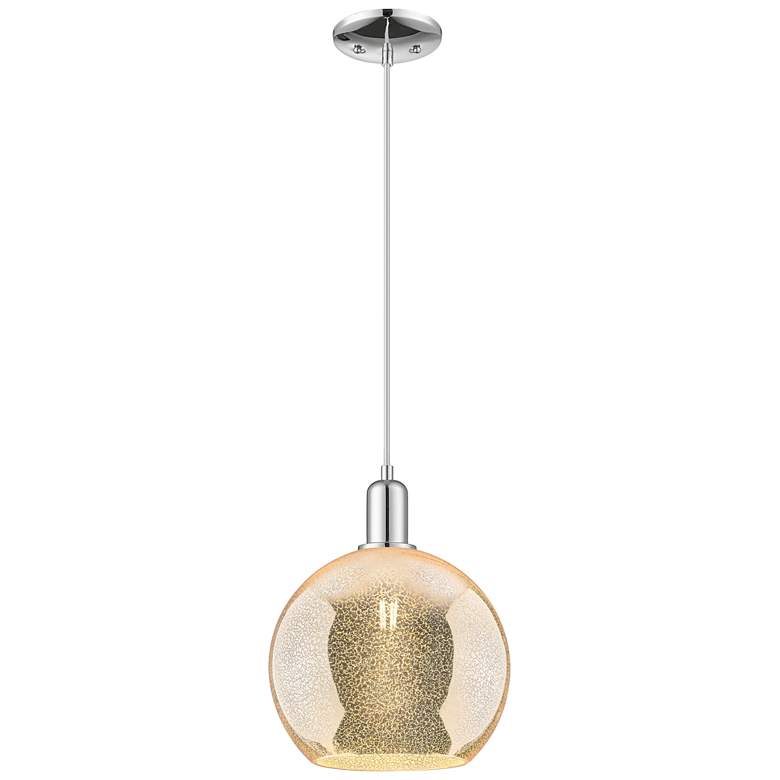 Image 1 Arcadia Athens 10"W Chrome Cord Hung Mini Pendant w/ Mercury Shade