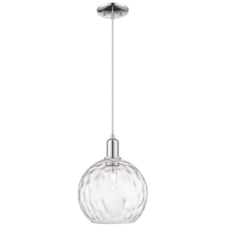 Image 1 Arcadia Athens 10"W Chrome Cord Hung Mini Pendant w/ Water Glass Shade