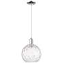 Arcadia Athens 10"W Chrome Cord Hung Mini Pendant w/ Water Glass Shade