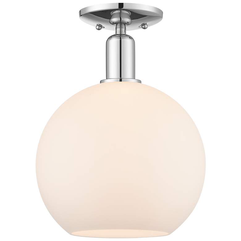 Image 1 Arcadia Athens 10"W Chrome Semi.Flush Mount w/ Matte White Shade
