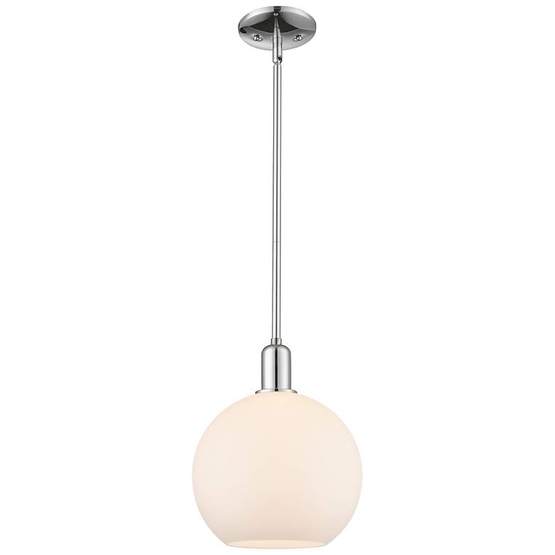 Image 1 Arcadia Athens 10"W Chrome Stem Hung Mini Pendant w/ Matte White Shade