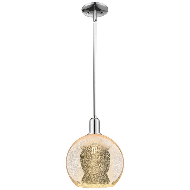 Image 1 Arcadia Athens 10"W Chrome Stem Hung Mini Pendant w/ Mercury Shade