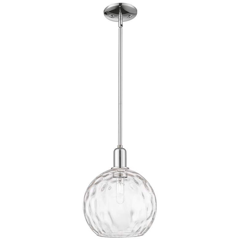 Image 1 Arcadia Athens 10"W Chrome Stem Hung Mini Pendant w/ Water Glass Shade