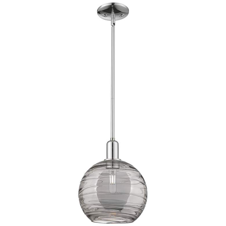 Image 1 Arcadia Athens 10"W Chrome Stem Pendant w/ Light Smoke Deco Shade