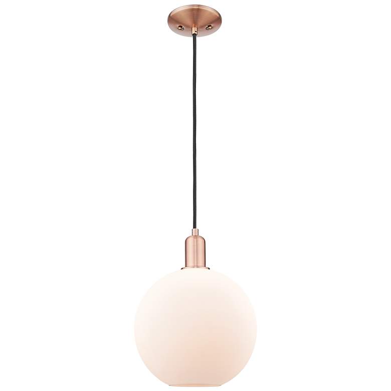 Image 1 Arcadia Athens 10"W Copper Cord Hung Mini Pendant w/ Matte White Shade