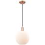 1_Arcadia Athens 10"W Copper Cord Hung Mini Pendant w/ Matte White Shade