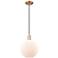 Arcadia Athens 10"W Copper Cord Hung Mini Pendant w/ Matte White Shade