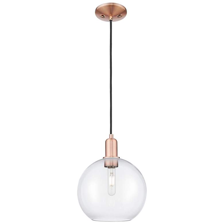 Image 1 Arcadia Athens 10"W Copper Cord Hung Mini Pendant With Clear Shade
