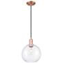 1_Arcadia Athens 10"W Copper Cord Hung Mini Pendant With Clear Shade