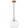 Arcadia Athens 10"W Copper Cord Hung Mini Pendant With Clear Shade
