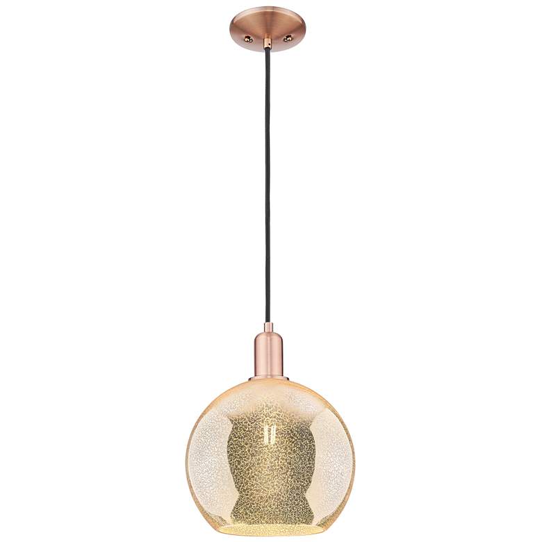 Image 1 Arcadia Athens 10"W Copper Cord Hung Mini Pendant With Mercury Shade