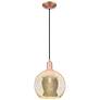 1_Arcadia Athens 10"W Copper Cord Hung Mini Pendant With Mercury Shade