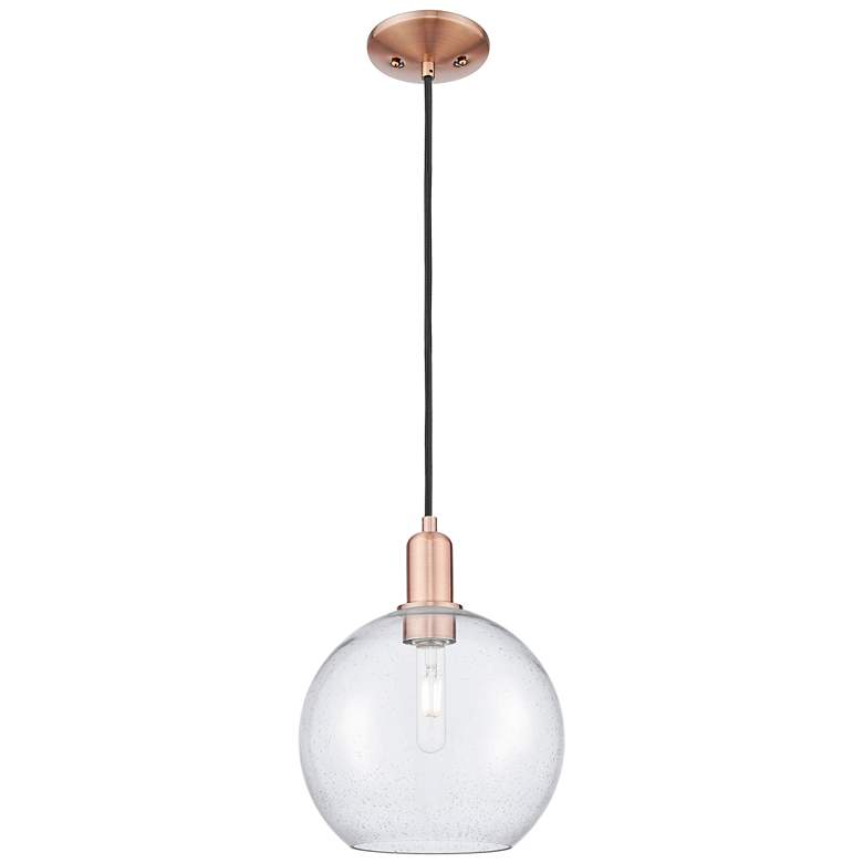 Image 1 Arcadia Athens 10"W Copper Cord Hung Mini Pendant With Seedy Shade