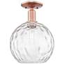 Arcadia Athens 10"W Copper Semi.Flush Mount With Water Glass Shade