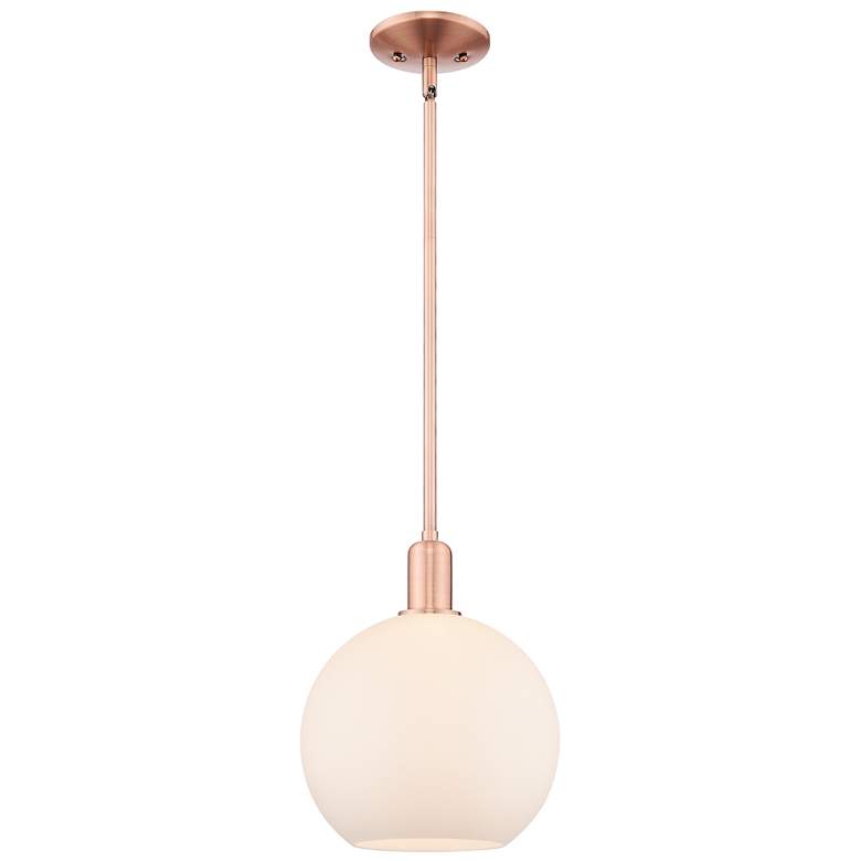 Image 1 Arcadia Athens 10"W Copper Stem Hung Mini Pendant w/ Matte White Shade