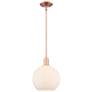 Arcadia Athens 10"W Copper Stem Hung Mini Pendant w/ Matte White Shade