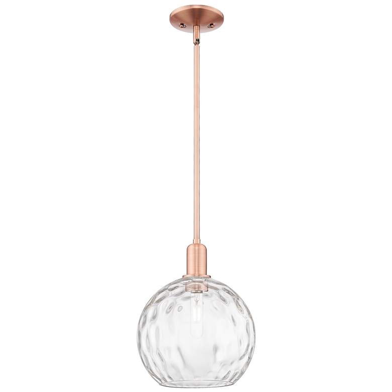 Image 1 Arcadia Athens 10"W Copper Stem Hung Mini Pendant w/ Water Glass Shade