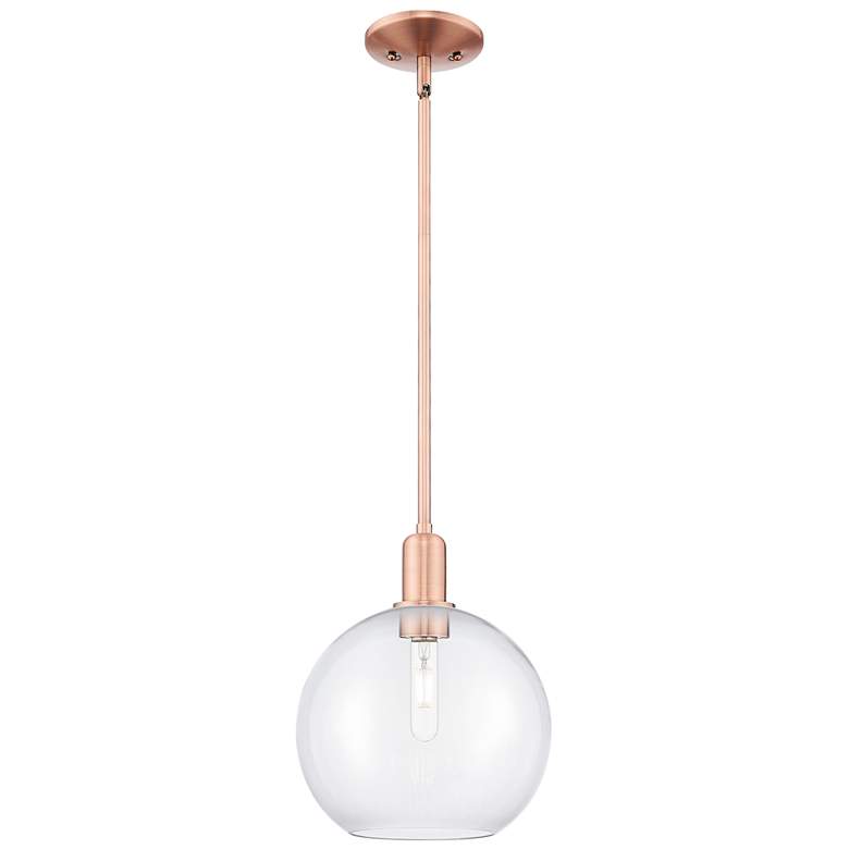 Image 1 Arcadia Athens 10"W Copper Stem Hung Mini Pendant With Clear Shade