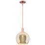 Arcadia Athens 10"W Copper Stem Hung Mini Pendant With Mercury Shade