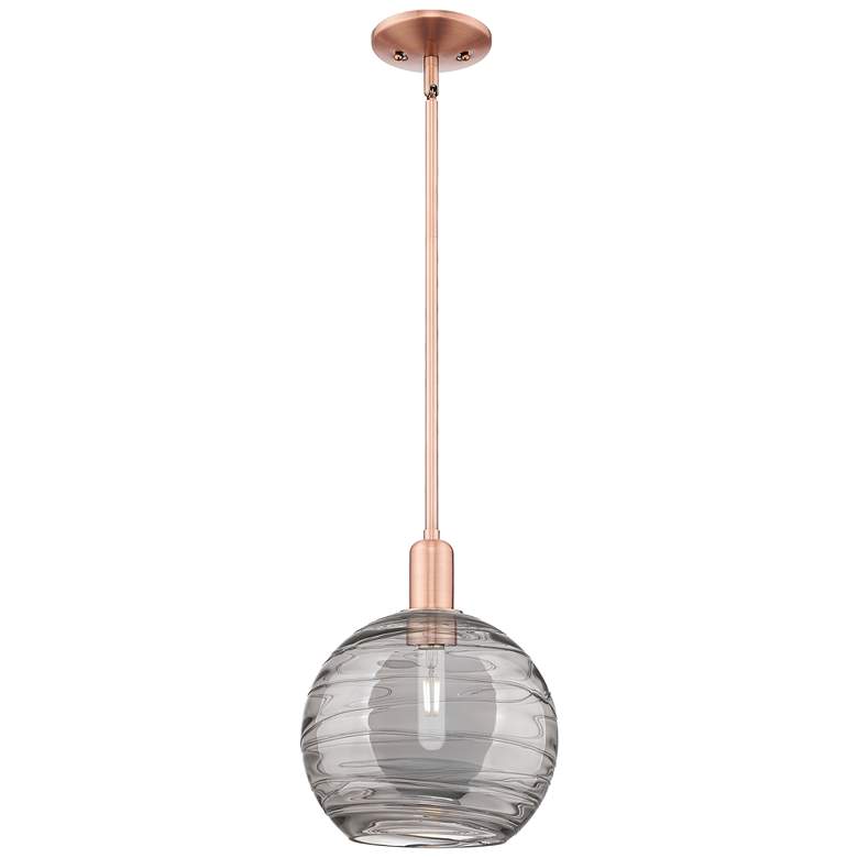 Image 1 Arcadia Athens 10"W Copper Stem Pendant w/ Light Smoke Deco Shade