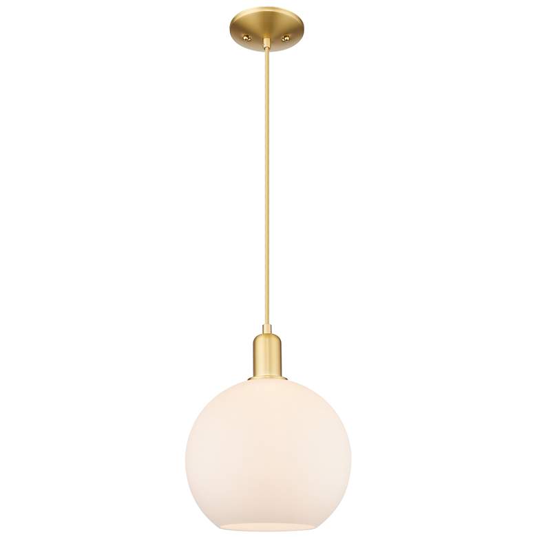 Image 1 Arcadia Athens 10"W Gold Cord Hung Mini Pendant w/ Matte White Shade