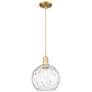 Arcadia Athens 10"W Gold Cord Hung Mini Pendant w/ Water Glass Shade