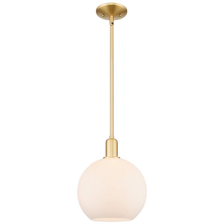Image 1 Arcadia Athens 10"W Gold Stem Hung Mini Pendant w/ Matte White Shade
