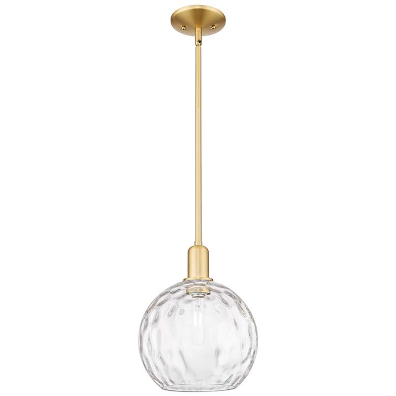 Image 1 Arcadia Athens 10"W Gold Stem Hung Mini Pendant w/ Water Glass Shade