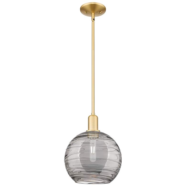 Image 1 Arcadia Athens 10"W Gold Stem Pendant w/ Light Smoke Deco Swirl Shade