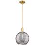Arcadia Athens 10"W Gold Stem Pendant w/ Light Smoke Deco Swirl Shade