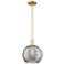 Arcadia Athens 10"W Gold Stem Pendant w/ Light Smoke Deco Swirl Shade