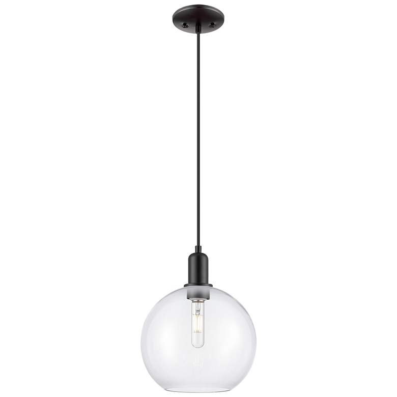 Image 1 Arcadia Athens 10"W Matte Black Cord Hung Mini Pendant w/ Clear Shade