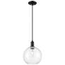 1_Arcadia Athens 10"W Matte Black Cord Hung Mini Pendant w/ Clear Shade