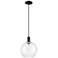 Arcadia Athens 10"W Matte Black Cord Hung Mini Pendant w/ Clear Shade