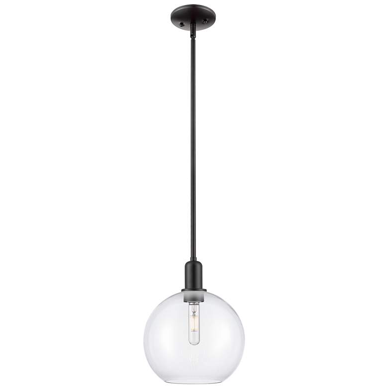 Image 1 Arcadia Athens 10"W Matte Black Stem Hung Mini Pendant w/ Clear Shade