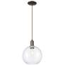 Arcadia Athens 10"W Oiled Bronze Cord Hung Mini Pendant w/ Clear Shade