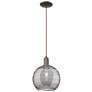 Arcadia Athens 10"W Oiled Bronze Cord Pendant w/ Smoke Deco Shade