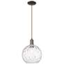 Arcadia Athens 10"W Oiled Bronze Cord Pendant w/ Water Glass Shade
