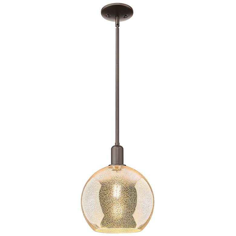 Image 1 Arcadia Athens 10"W Oiled Bronze Stem Mini Pendant w/ Mercury Shade