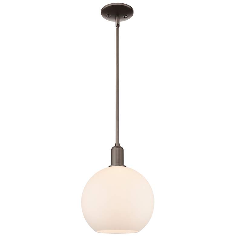 Image 1 Arcadia Athens 10"W Oiled Bronze Stem Pendant w/ Matte White Shade