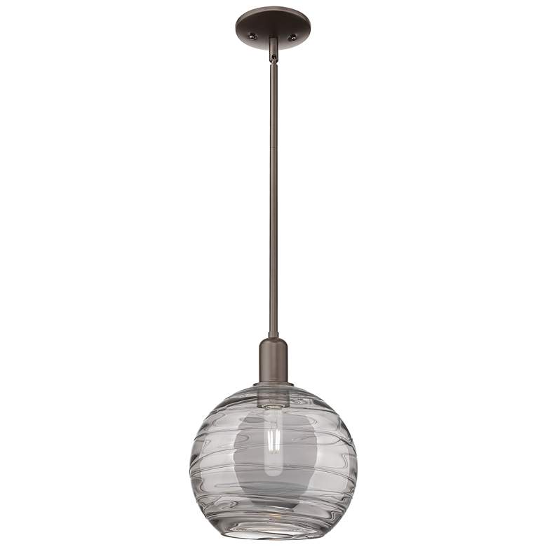 Image 1 Arcadia Athens 10"W Oiled Bronze Stem Pendant w/ Smoke Deco Shade