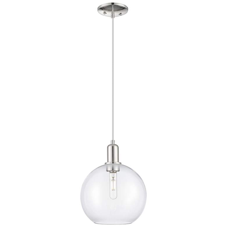 Image 1 Arcadia Athens 10"W Polished Nickel Cord Mini Pendant w/ Clear Shade