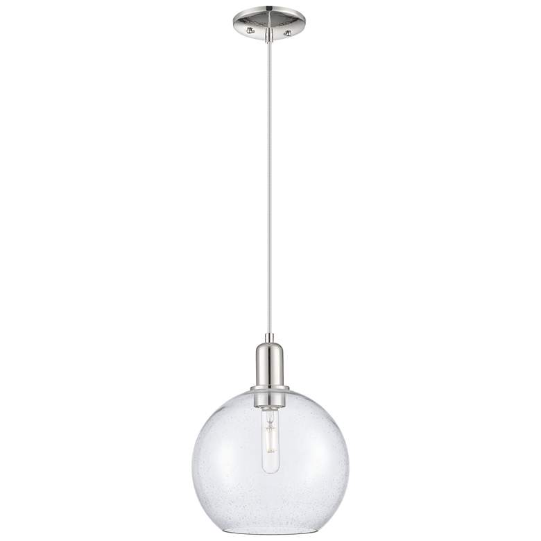 Image 1 Arcadia Athens 10"W Polished Nickel Cord Mini Pendant w/ Seedy Shade
