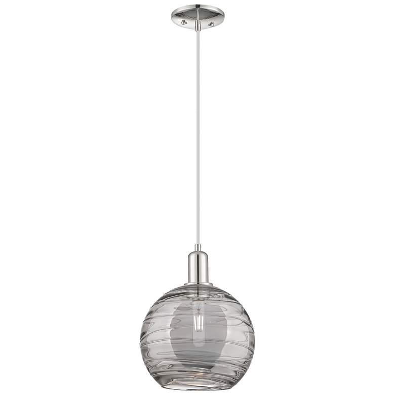 Image 1 Arcadia Athens 10"W Polished Nickel Cord Pendant w/ Smoke Deco Shade