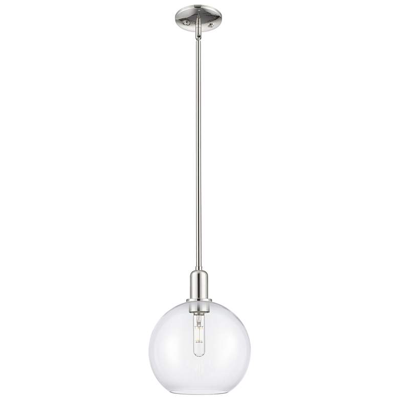 Image 1 Arcadia Athens 10"W Polished Nickel Stem Mini Pendant w/ Clear Shade