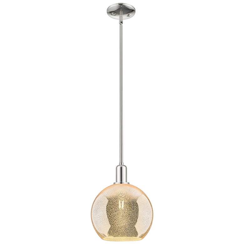 Image 1 Arcadia Athens 10"W Polished Nickel Stem Mini Pendant w/ Mercury Shade