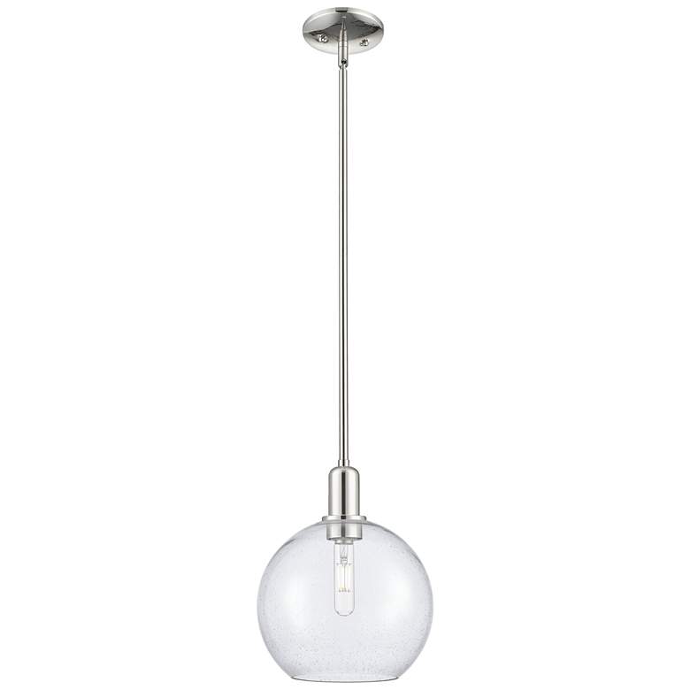 Image 1 Arcadia Athens 10"W Polished Nickel Stem Mini Pendant w/ Seedy Shade