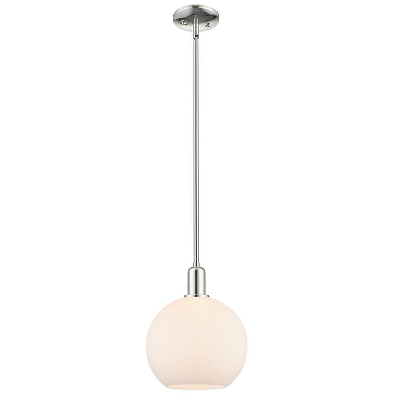 Image 1 Arcadia Athens 10"W Polished Nickel Stem Pendant w/ Matte White Shade