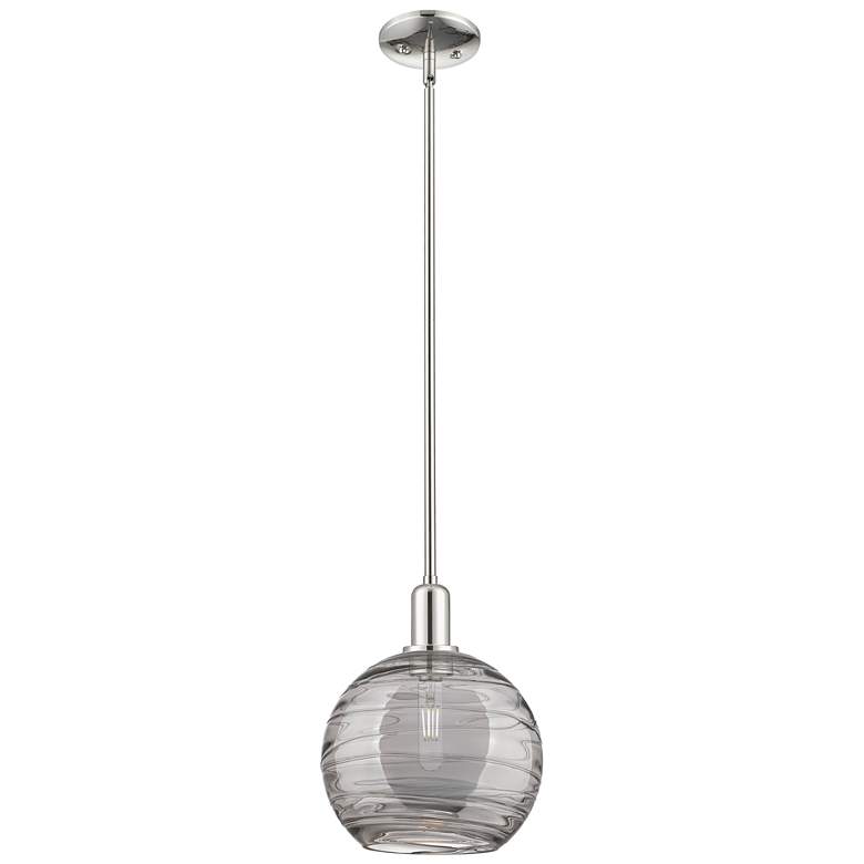 Image 1 Arcadia Athens 10"W Polished Nickel Stem Pendant w/ Smoke Deco Shade